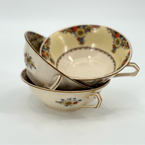 VTG Set-of-3 John Maddock Minerva Plaza Porcelain Dual Handel Soup Bowls - Picture 4 of 11